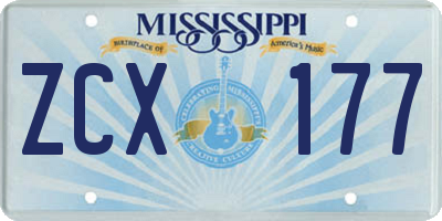 MS license plate ZCX177