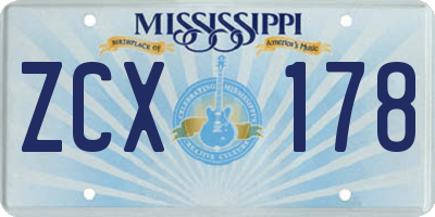 MS license plate ZCX178