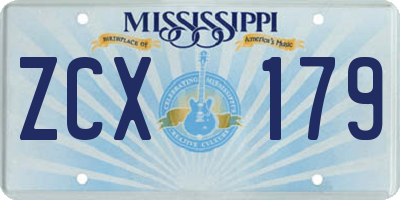 MS license plate ZCX179