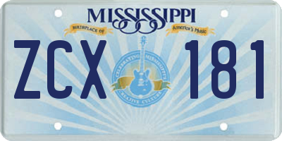 MS license plate ZCX181