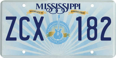MS license plate ZCX182