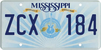 MS license plate ZCX184