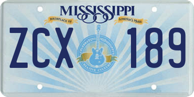 MS license plate ZCX189