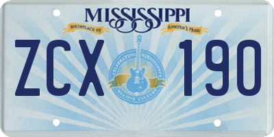 MS license plate ZCX190