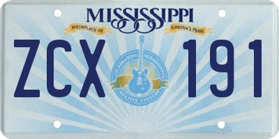 MS license plate ZCX191