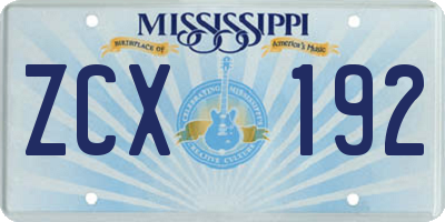 MS license plate ZCX192