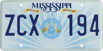 MS license plate ZCX194