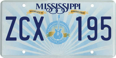 MS license plate ZCX195