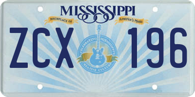 MS license plate ZCX196