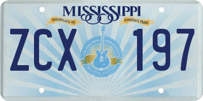 MS license plate ZCX197