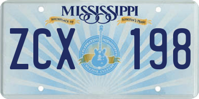 MS license plate ZCX198