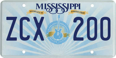 MS license plate ZCX200