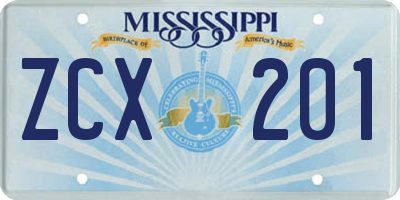 MS license plate ZCX201