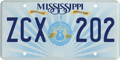 MS license plate ZCX202