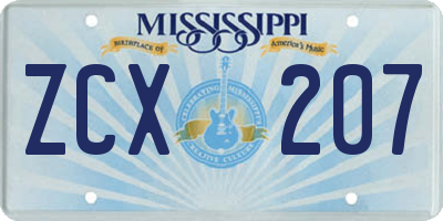 MS license plate ZCX207