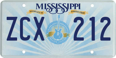 MS license plate ZCX212