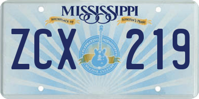 MS license plate ZCX219