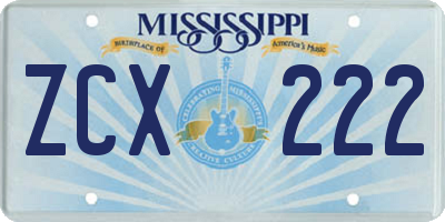 MS license plate ZCX222