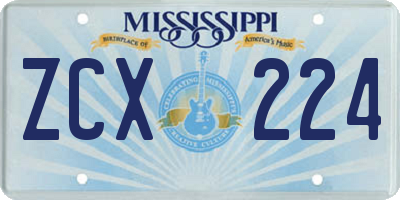 MS license plate ZCX224