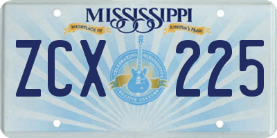 MS license plate ZCX225