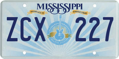 MS license plate ZCX227