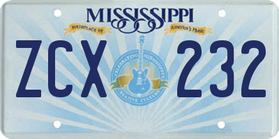 MS license plate ZCX232