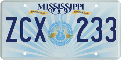 MS license plate ZCX233