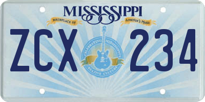 MS license plate ZCX234