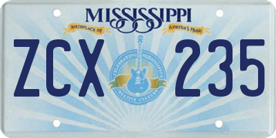MS license plate ZCX235