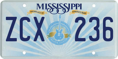 MS license plate ZCX236