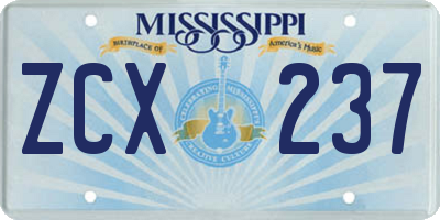 MS license plate ZCX237