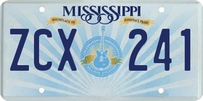 MS license plate ZCX241