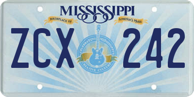 MS license plate ZCX242