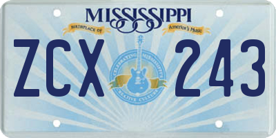 MS license plate ZCX243