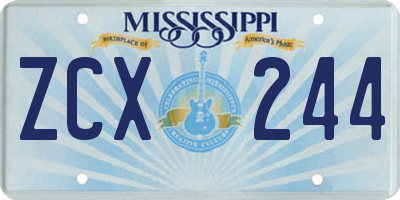 MS license plate ZCX244