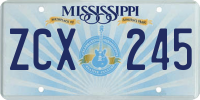MS license plate ZCX245