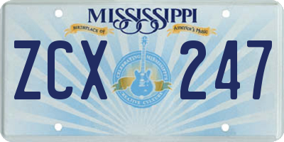 MS license plate ZCX247