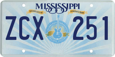 MS license plate ZCX251
