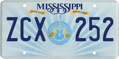 MS license plate ZCX252