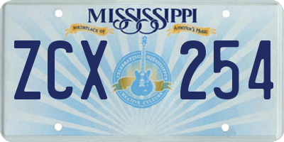 MS license plate ZCX254
