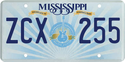 MS license plate ZCX255