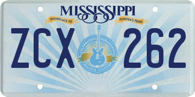 MS license plate ZCX262