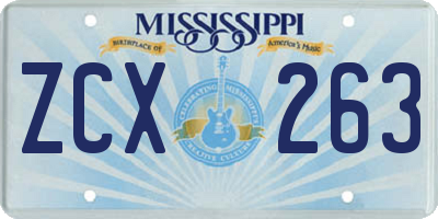 MS license plate ZCX263