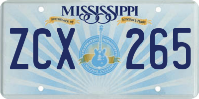 MS license plate ZCX265