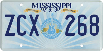 MS license plate ZCX268