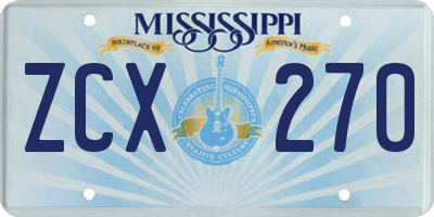 MS license plate ZCX270