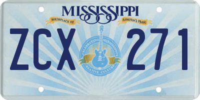 MS license plate ZCX271