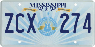 MS license plate ZCX274