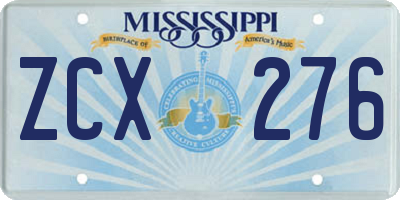MS license plate ZCX276