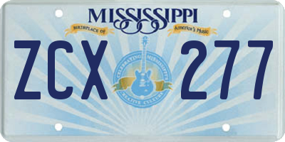 MS license plate ZCX277